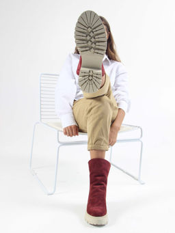 Ботинки 233.2094be. Бордо замша/Шерсть