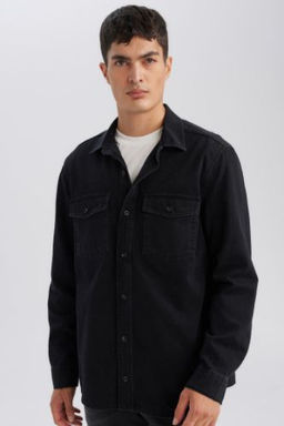 Regular Fit Jean Uzun Kollu Basic Gomlek