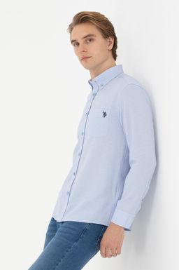 Мужская синяя рубашка с длинным рукавом - U.s. polo assn фото 10