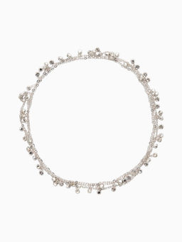 Цепочка со стразами 4 мм. L=100 см, мелкое плетение 2*1,8 мм, цвет серебро