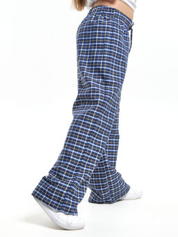 Брюки палаццо спортивные штаны для девочки одежда в клетку UD 7942 св.синяя клетка - Mini maxi фото 5
