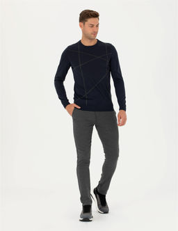 Lacivert Slim Fit Bisiklet Yaka Y_n Kar___ml_ Triko Kazak - Pierre cardin фото 5