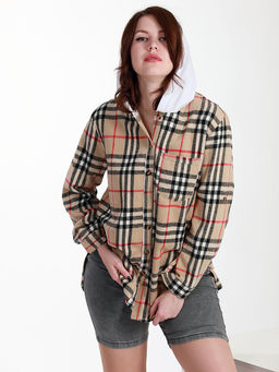 Рубашка с капюшоном бежевая - Almond фото 4