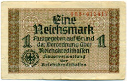 Банкнота 1 рейхсмарка 1939 года Германия (Для оккупированных территорий)