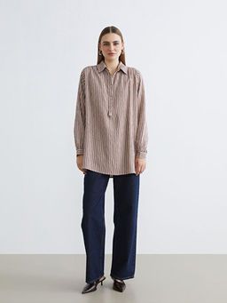 ?izgili Oversize Kad?n G?mlek Tunik