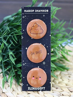 Набор значков 3 шт. iLikeGift "Oh Shit"