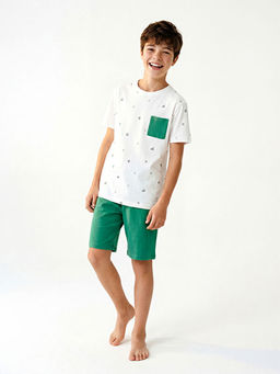 Пижама с шортами для мальчика круглый воротник