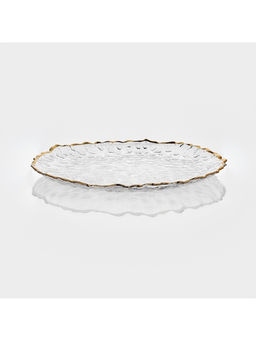 Тарелка Magistro «Риччи», d=33 см, h=2 см, с золотистой отводкой, стекло, прозрачная