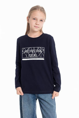 Футболка с длинным рукавом М225027Пв синий - Елена фото 2