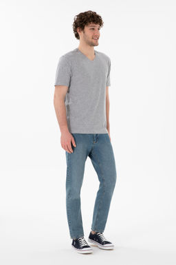 Erkek Regular Fit V Yaka Gri Melanj Basic Ti__rt Sepette S_rpriz _ndirim - U.s. polo assn фото 5