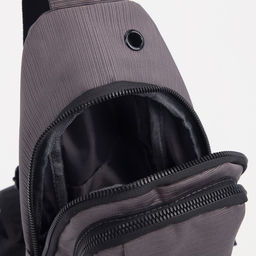 Сумка слинг мужская из текстиля, отверстие для наушников, цвет серый - Simaland фото 5