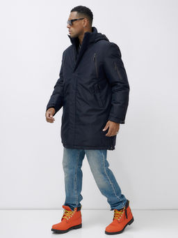 Парка мужская зимняя удлиненная темно-синего цвета 8385TS