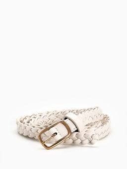 Ремень женский плетёный, 110×1.8 см, пряжка металл, золотистая, белый