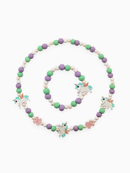 Набор детских украшений Выбражулька «Единорог», 2 предмета: бусы, браслет, разноцветный