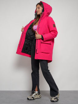 Парка женская зимняя MTFORCE c капюшоном розового цвета 2329R  фото 34