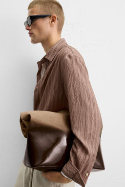 LACQUERED LEATHER SHOPPER BAG - Zara фото 2