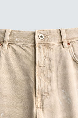 JEANS FLARE FIT EFECTO SALPICADURAS / Tostado claro - Zara фото 9