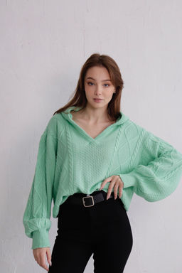 9937 Пуловер с капюшоном мята - Martichelli фото 24