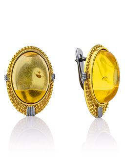 Нарядные серьги из ярко-лимонного янтаря Мойра