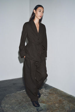 ZW COLLECTION HERRINGBONE DARTED TROUSERS
