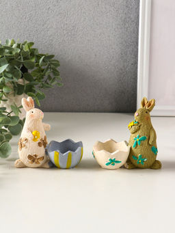 Фигурка - подставка полистоун Зайчики пасхальные, набор 2 шт., 5.3?10?10 см
