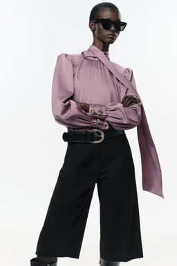 SATIN SHIRT WITH BOW - Zara фото 2