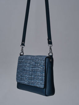 Сумка кожаная на плечо Deboro 30181 синяя волна