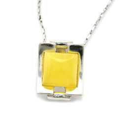 Подвеска с янтарем С925 прямоугольник 11*14мм цв.молочный, 1,9г