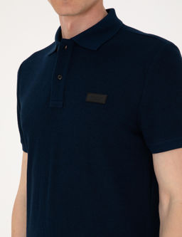 Lacivert Slim Fit _rme Dokulu Polo Yaka Ti__rt