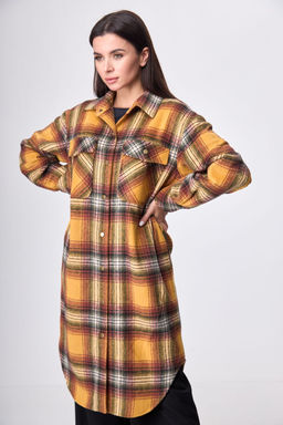 Пальто ANELLI 935 оранжевая клетка  фото 3