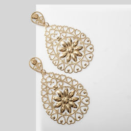 Серьги висячие Ажур цветочный вальс, цвет золото, 8см - Queen fair фото 2