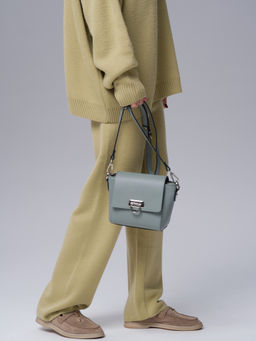 Сумка кожаная кросс-боди Azaro 3520 серо-зеленый