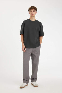 Gabardin Pantolon Wide Straight Fit Cepli Genis Duz Paca - Defacto фото 4