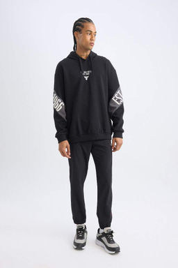 DeFactoFit NBA Chicago Bulls Спортивные спортивные штаны с эластичной резинкой и карманами для бега узкого кроя  фото 2