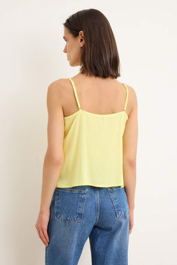 Siyah Derin V Yaka Dantel ve Baglama Detayl? Dokuma Bluz TWOSS26BZ00554 - Trendyolmilla фото 8