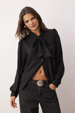 TRENDYOLMILLA Ekru Yakada Fular Detayl? Regular Normal Kal?p Dokuma Gomlek TWOSS21GO0098  фото 13