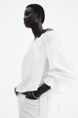 Blusa off-the-shoulder de popelina - H&m фото 4