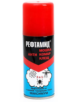Аэрозоль Репеллент Рефтамид, максимум, 3 в 1, от комаров, мокрецов, слепней, 100 мл