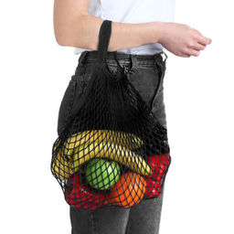 Сумка-авоська плетёная, клетка 1.5 см, чёрная