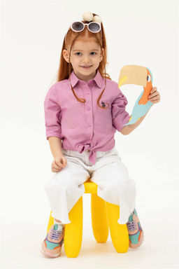 Фиолетовая рубашка с длинным рукавом для девочки Неожиданная скидка в корзине