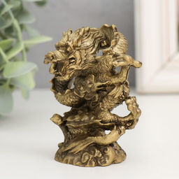 Нэцкэ фигурка полистоун под бронзу «Дракон. Активация», 3.5×6×8 см
