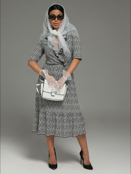 Мадонна платье женское (черно-белый леопард)