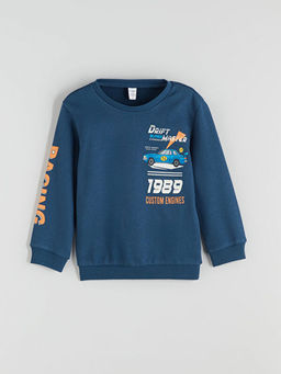 Araba Bask?l? Erkek ?ocuk Sweatshirt