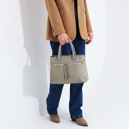 Сумка-тоут на молнии, 2 наружных кармана, цвет серый - Simaland фото 8