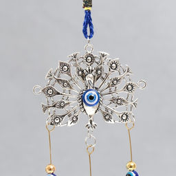 Музыка ветра от сглаза «Павлин хвост-веер», с кисточкой, 2 колокольчика, 28 см