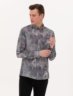 Gri Slim Fit Uzun Kollu G_mlek