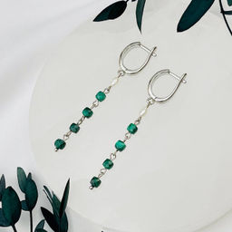 Серьги длинные из Малахита и Жемчуга - Радуга самоцветов фото 2