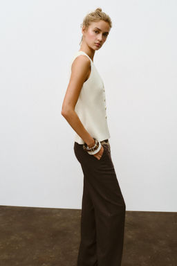 BUTTONED KNIT WAISTCOAT WITH COVERED BUTTONS