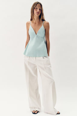 TOP TIRANTES PEPLUM / Azul agua
