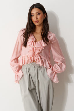 Блузка Annete А2302 свободная розовая  фото 6